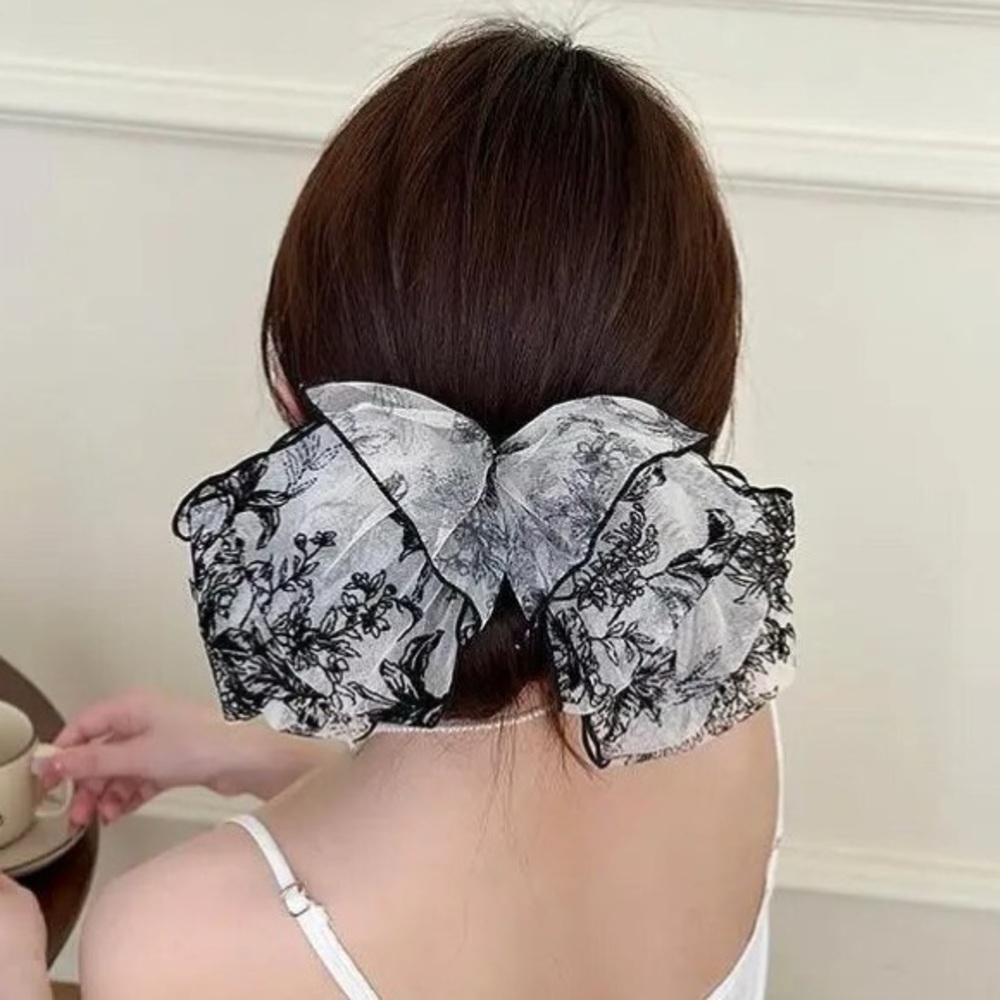 Oversized Lace Floral French Barrette Hair Clip